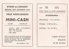 Radio Mini-Cash lidkaart 1985