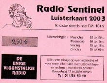 Radio Sentinel, steunkaart 2003