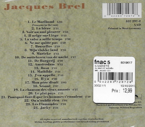 Jacques Brel - zijn 24 grootste successen
