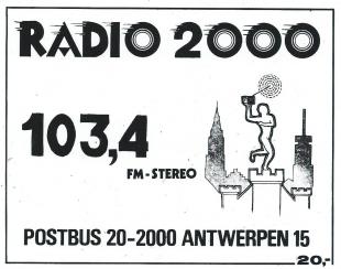 Sticker Radio 2000 Antwerpen